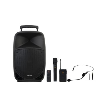 Преносима караоке тонколона 12" с 2 безжични UHF микрофона Fonestar MALIBU-312