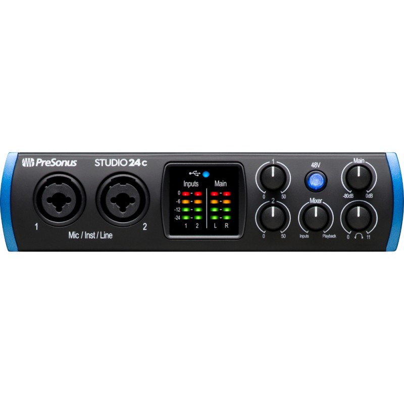 Аудио интерфейс с включен софтуер PreSonus Studio 24c