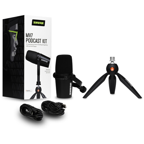 Shure MV7 K BNDL Подкаст микрофон  в комплект със стойка