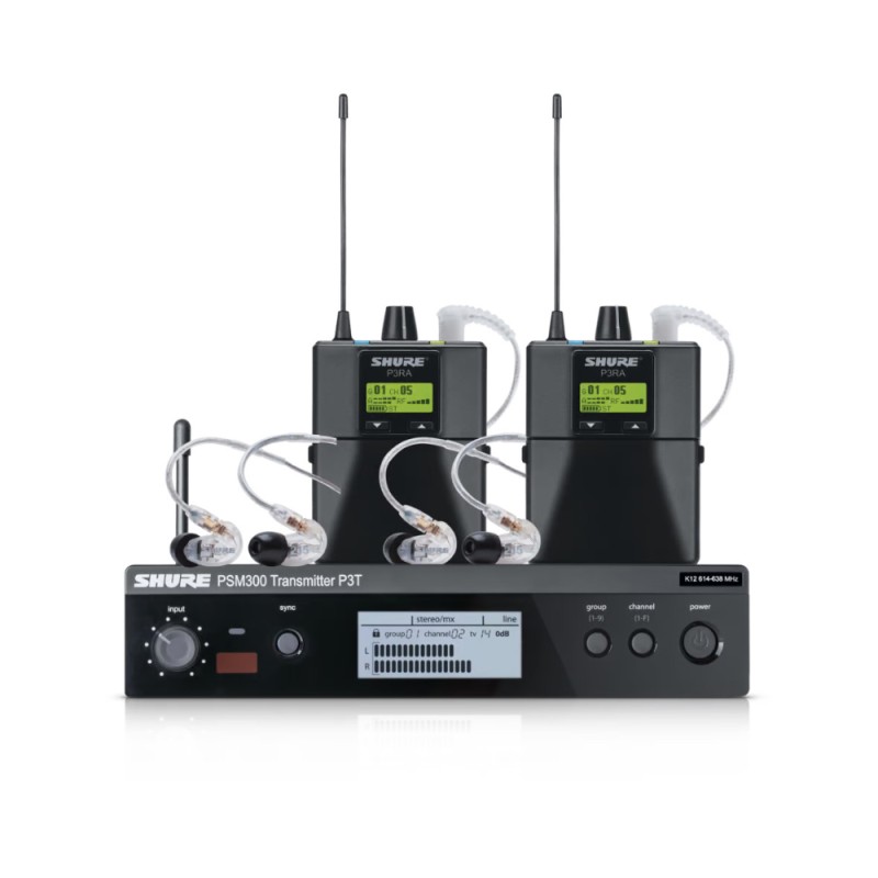 SHURE PSM300 P3TRA215TWP-H20 Двойна дигитална мониторинг система със слушалки SE215