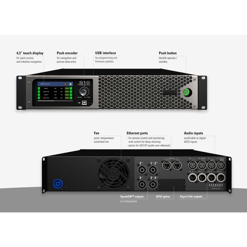 Seeburg S10 Усилвател 4x2400W, 4ohm