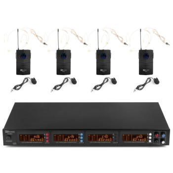 Безжичен микрофон четворен брошка/хедсет PD504B UHF 4x50CH