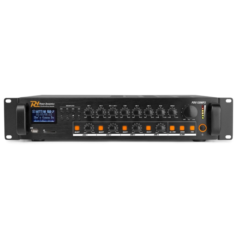 Миксер с усилвател Power Dynamics PDV120MP3 PA 120W/100V 4 ZONES