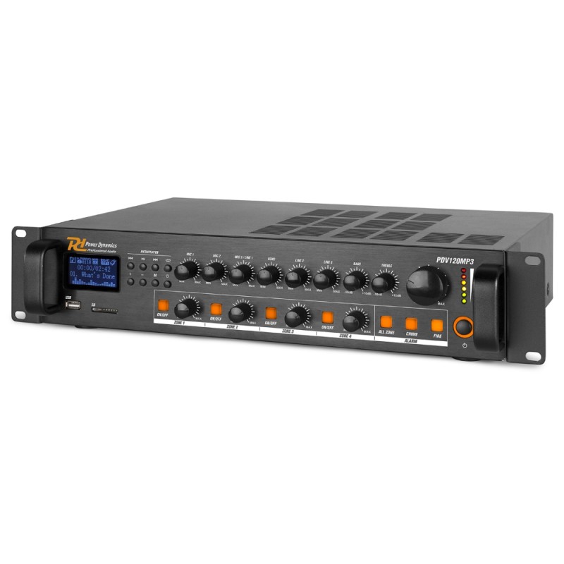 Миксер с усилвател Power Dynamics PDV120MP3 PA 120W/100V 4 ZONES