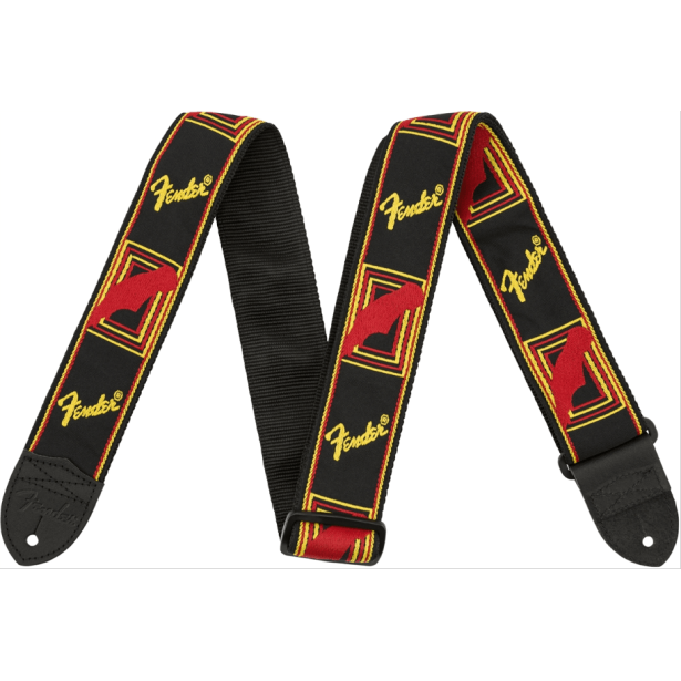 Колан за китара FENDER Monogrammed Strap Black/Yellow/Red 